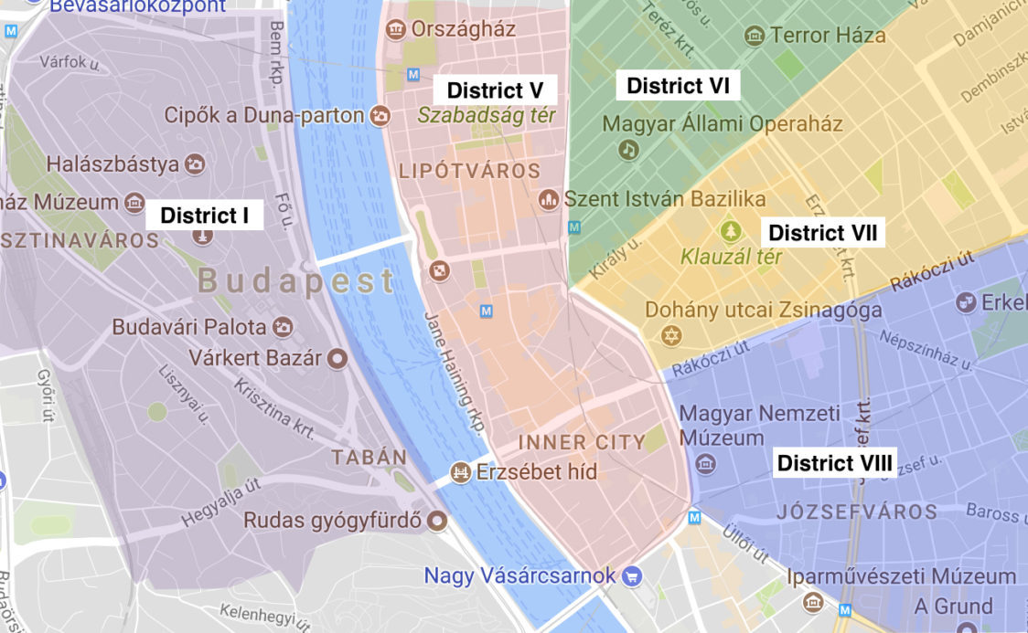WheretostayinBudapestDistrictMap649x400 Travel Honey