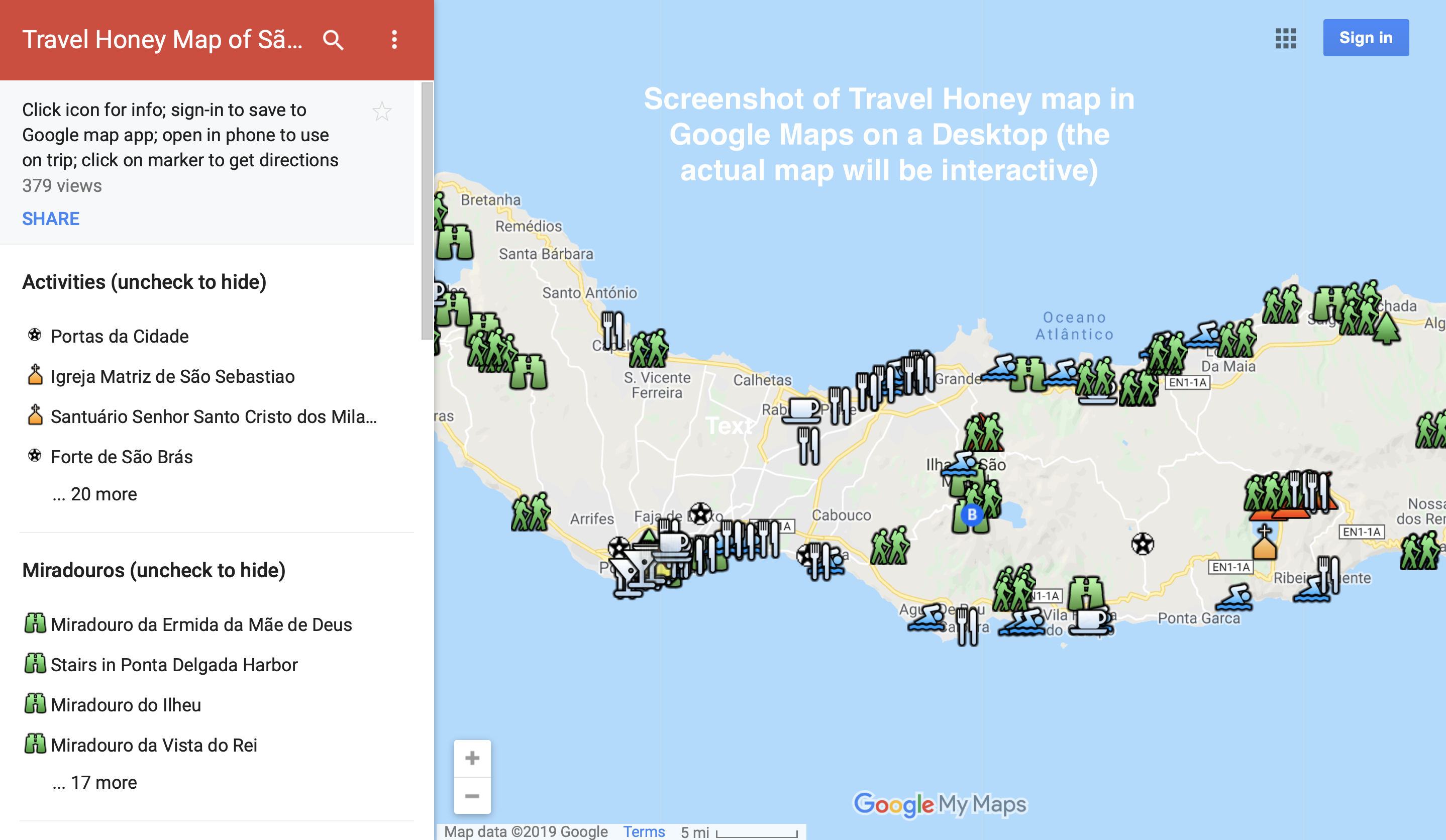 Screenshot Of Travel Honey Map Of Sao Miguel Travel Honey